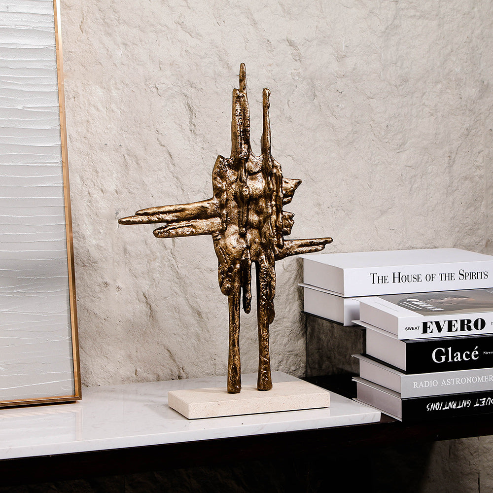 Luxury Alloy & Marble Decorative Sculpture - Designer Artisan Edition