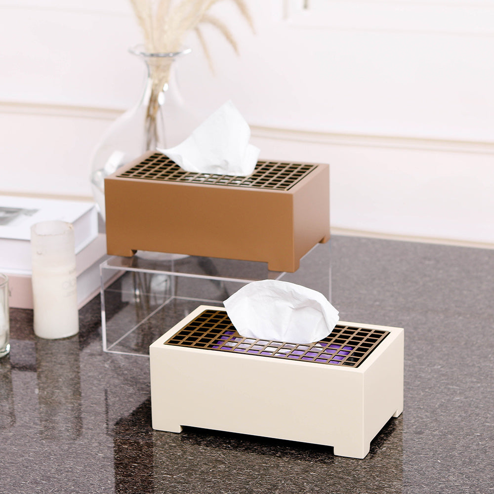 矩形纸巾盒 - Luxury mdf + S/S Home Decor & Artistic Piece