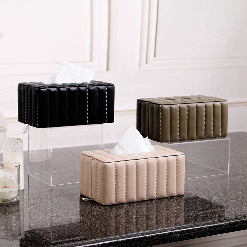 矩形纸巾盒 - Luxury MDF & PULeather Home Decor & Artistic Piece