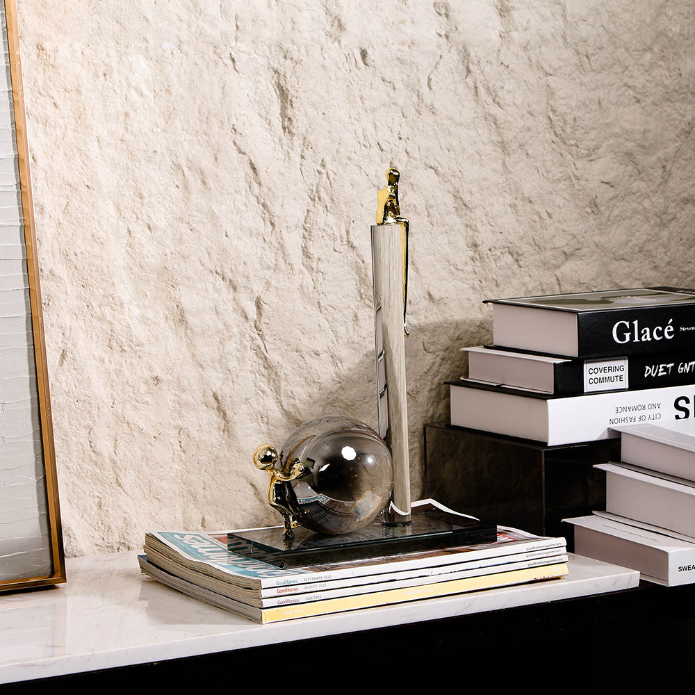 水晶合金雕像水晶柱家居装饰雕塑 - Luxury Premium Alloy Home Decor & Artistic Piece