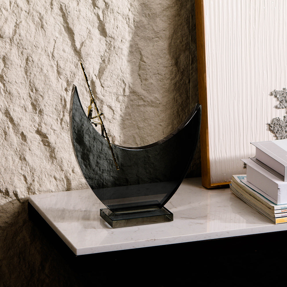 Luxury Crystal & Alloy Decorative Sculpture - Designer Artisan Edition