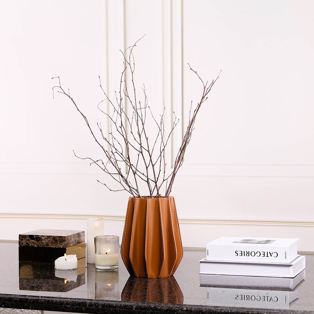 皮革花瓶-干 &amp; 新鲜 - Luxury Artisan Luxury Home Decor & Artistic Piece