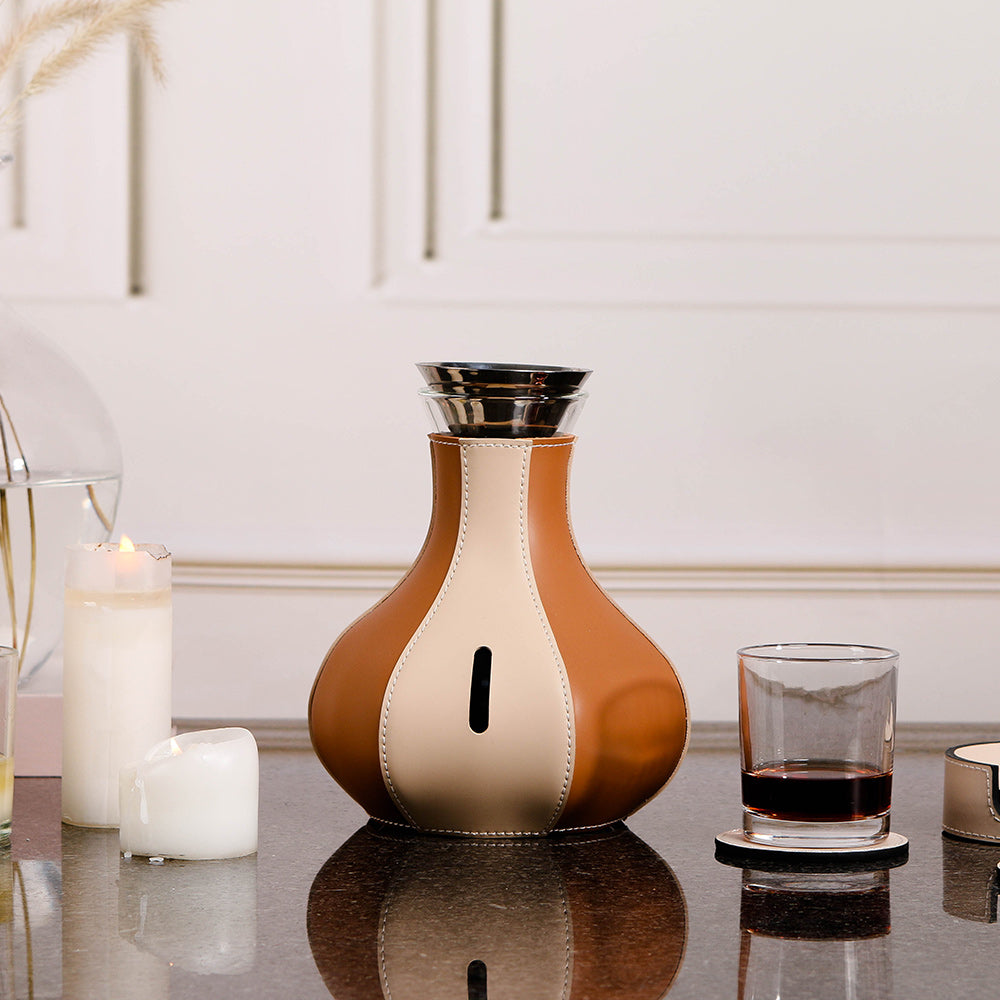 冷水壶 - Luxury GlassS/s/PuLeather Home Decor & Artistic Piece