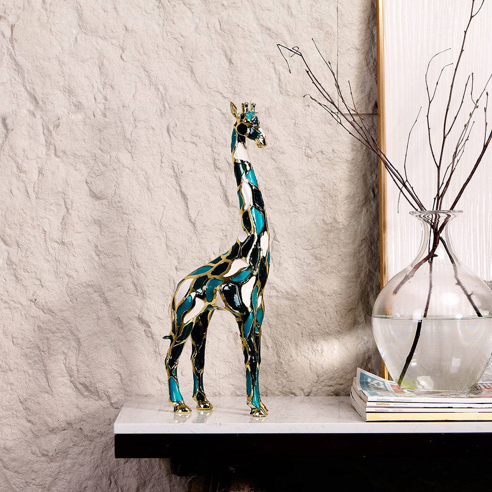 长颈鹿桌面雕塑: - Luxury Premium Alloy Home Decor & Artistic Piece