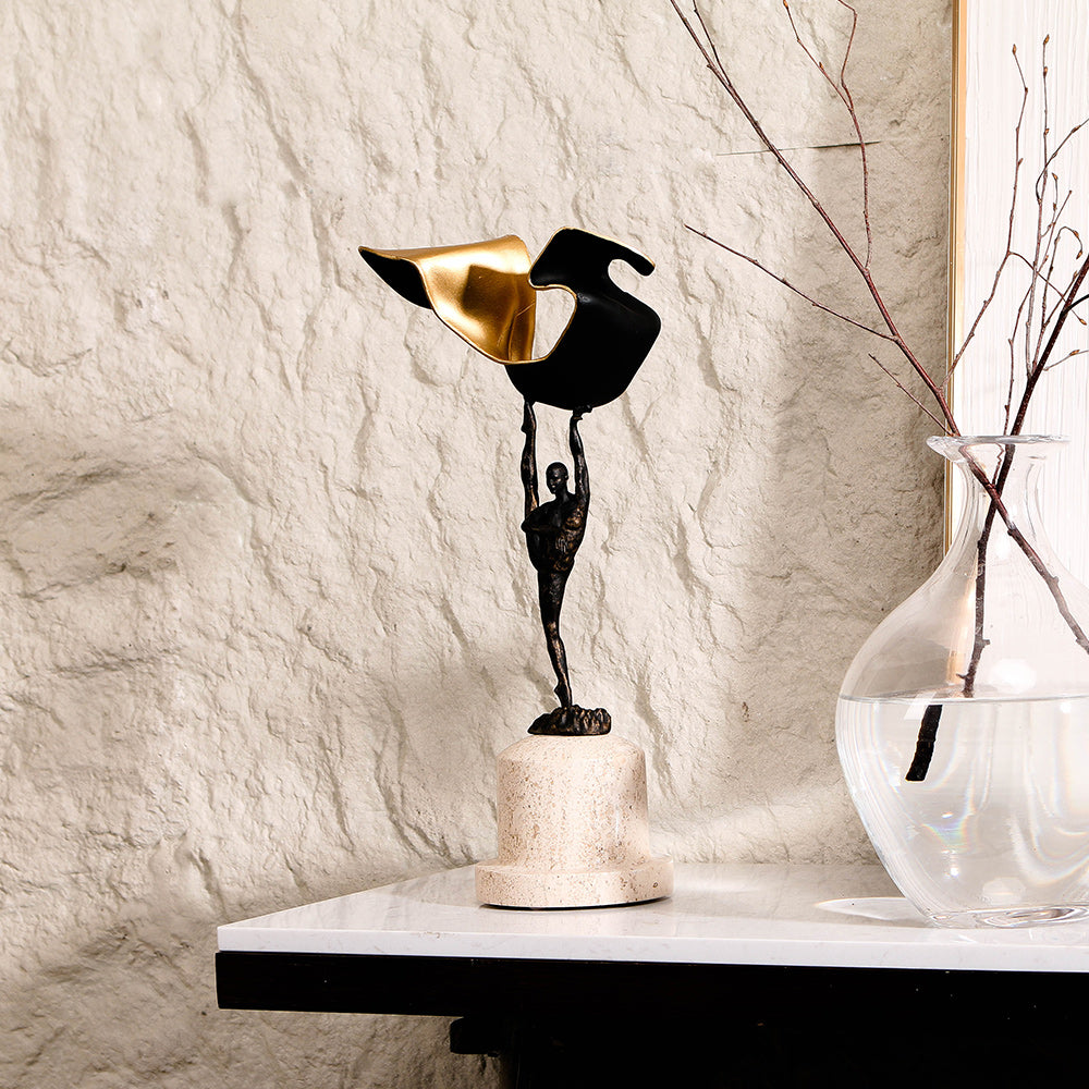 抽象舞者雕塑 - Luxury Alloy & Marble Home Decor & Artistic Piece