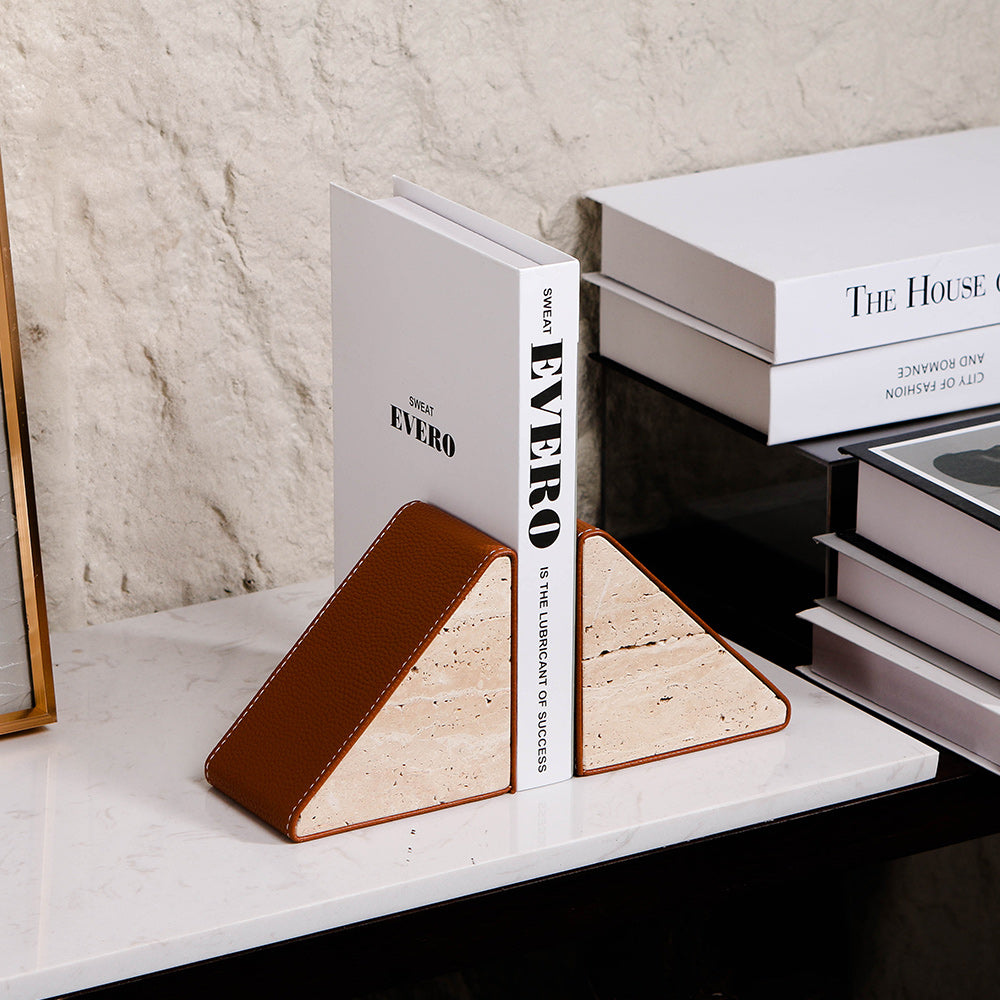 大理石书挡 - Luxury Marble & PuLeather Home Decor & Artistic Piece