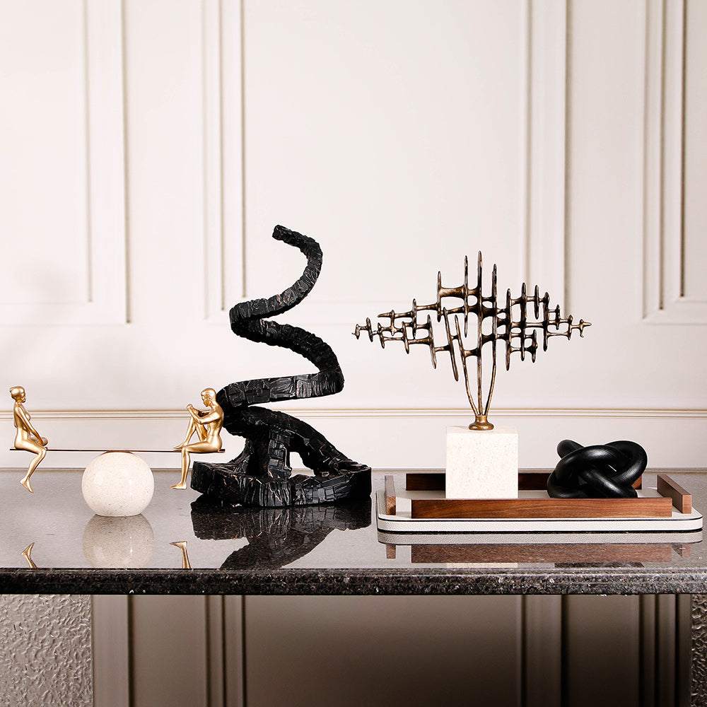 Modern Abstract Fine Art Piece - Luxury Alloy & Marble Home Decor & Artistic ...