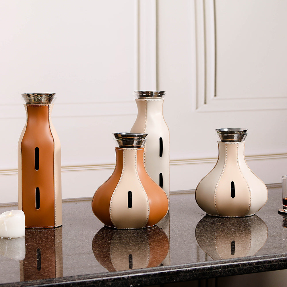 冷水壶 - Luxury GlassS/s/PuLeather Home Decor & Artistic Piece