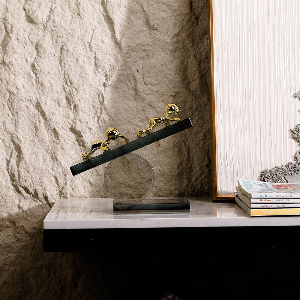 水晶抽象雕塑 - Luxury Premium Alloy Home Decor & Artistic Piece