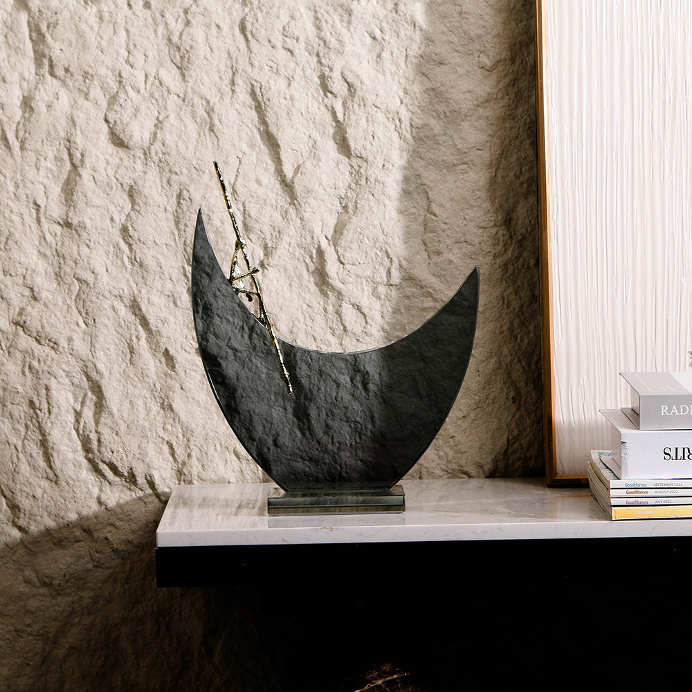 新月形雕塑 - Luxury Premium Alloy Home Decor & Artistic Piece