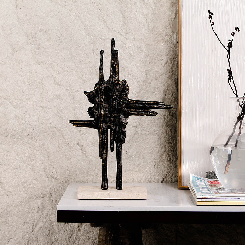 Luxury Alloy & Marble Decorative Sculpture - Designer Artisan Edition