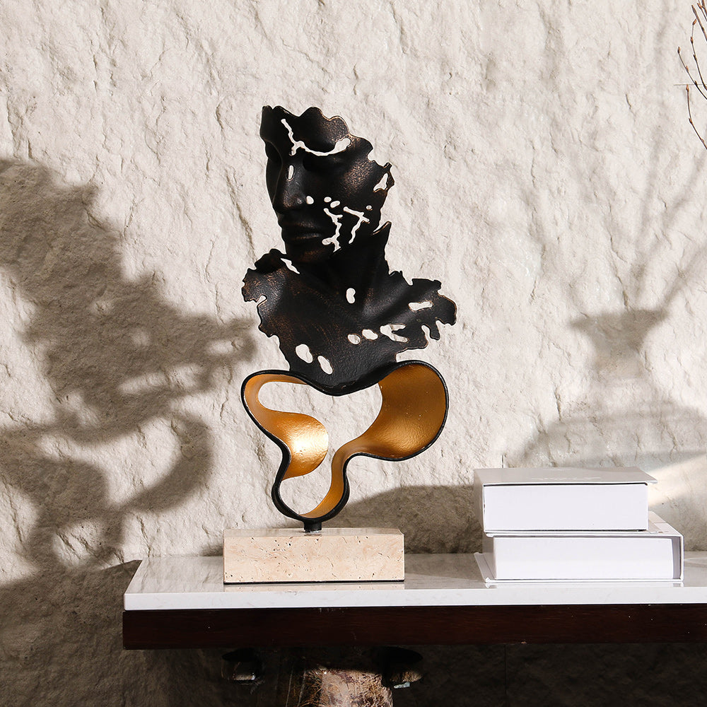 面部雕塑 - Luxury Alloy & Marble Home Decor & Artistic Piece