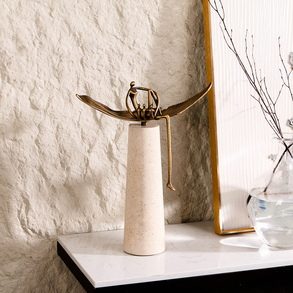 家庭和谐雕塑 - Luxury Alloy & Marble Home Decor & Artistic Piece