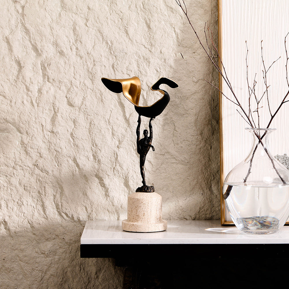 抽象舞者雕塑 - Luxury Alloy & Marble Home Decor & Artistic Piece