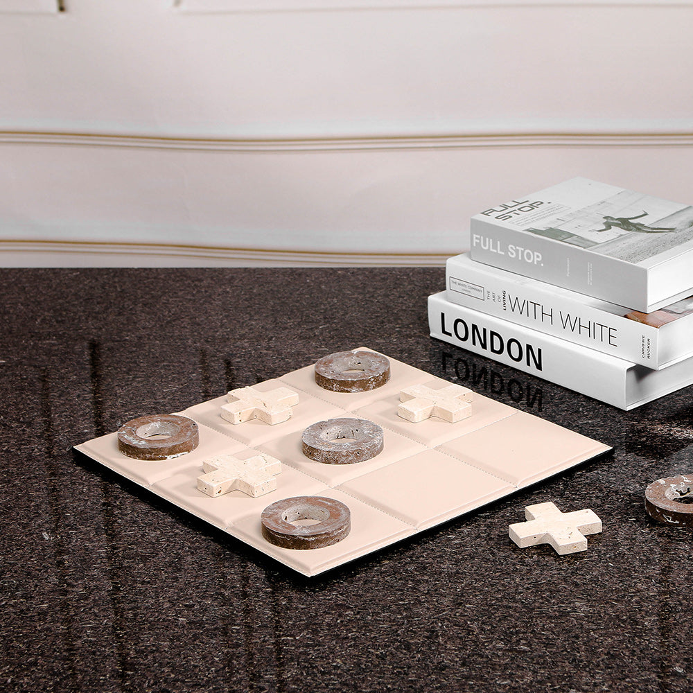 皮革棋盘 - Luxury Marble & PuLeather Home Decor & Artistic Piece