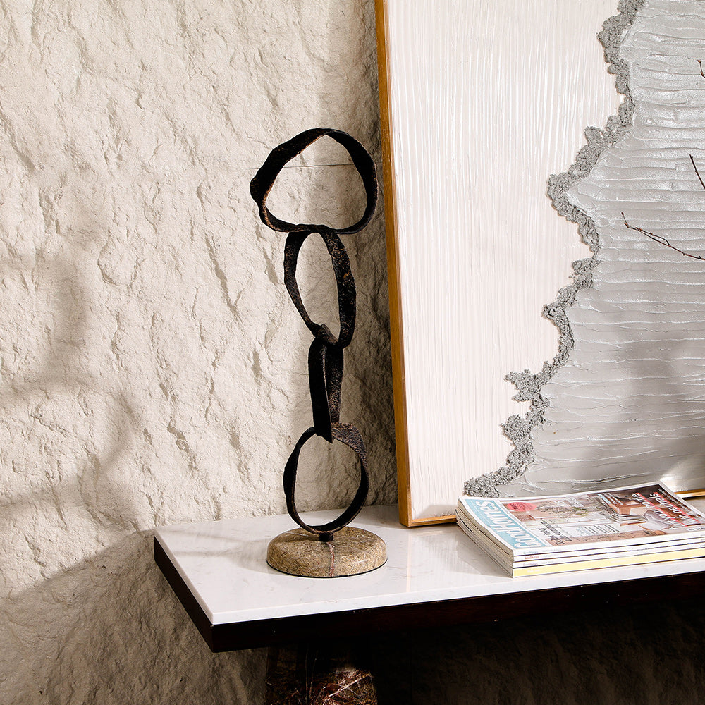 Luxury Alloy & Marble Decorative Sculpture - Designer Artisan Edition