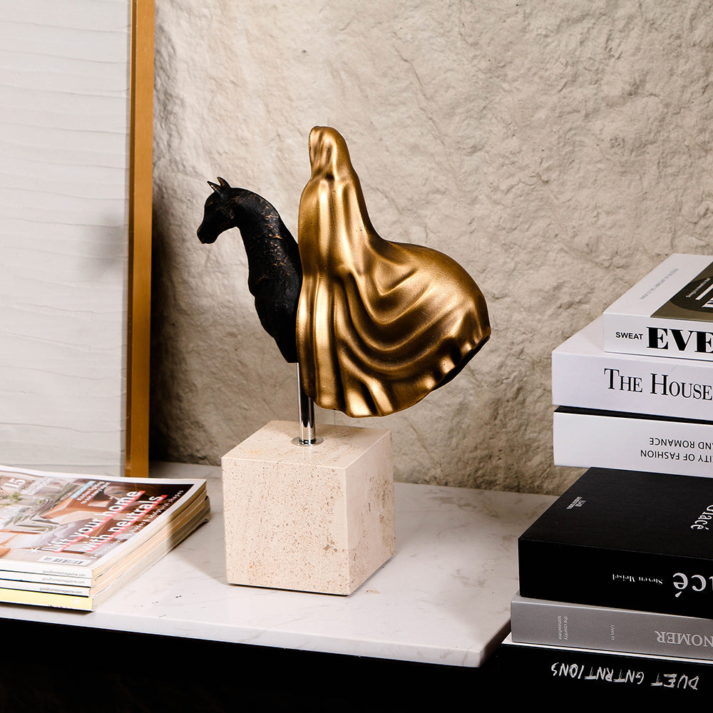 Mystical Cloaked Knight Statue - Luxury Alloy & Marble Home Decor & Artistic ...
