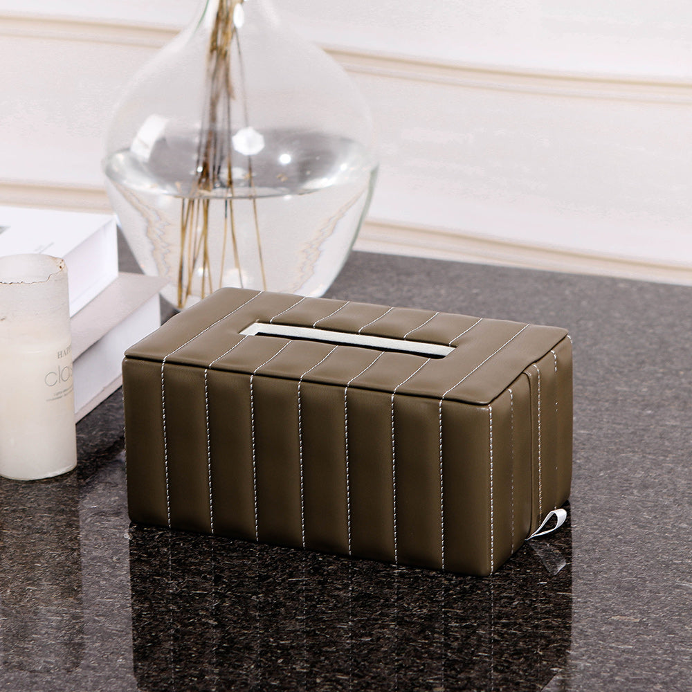 矩形纸巾盒 - Luxury MDF & PULeather Home Decor & Artistic Piece