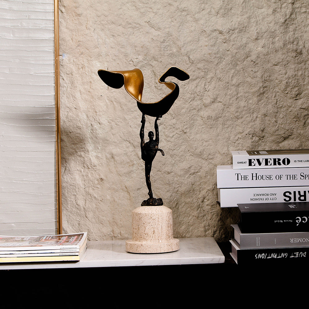抽象舞者雕塑 - Luxury Alloy & Marble Home Decor & Artistic Piece
