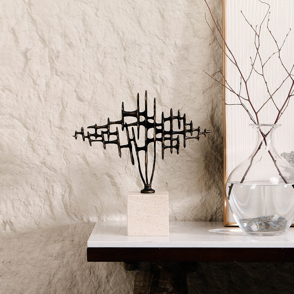 Modern Abstract Fine Art Piece - Luxury Alloy & Marble Home Decor & Artistic ...