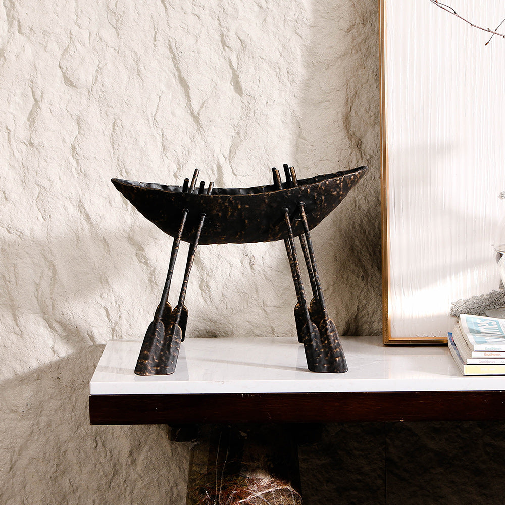 手工制作的船雕塑 - Luxury Premium Alloy Home Decor & Artistic Piece
