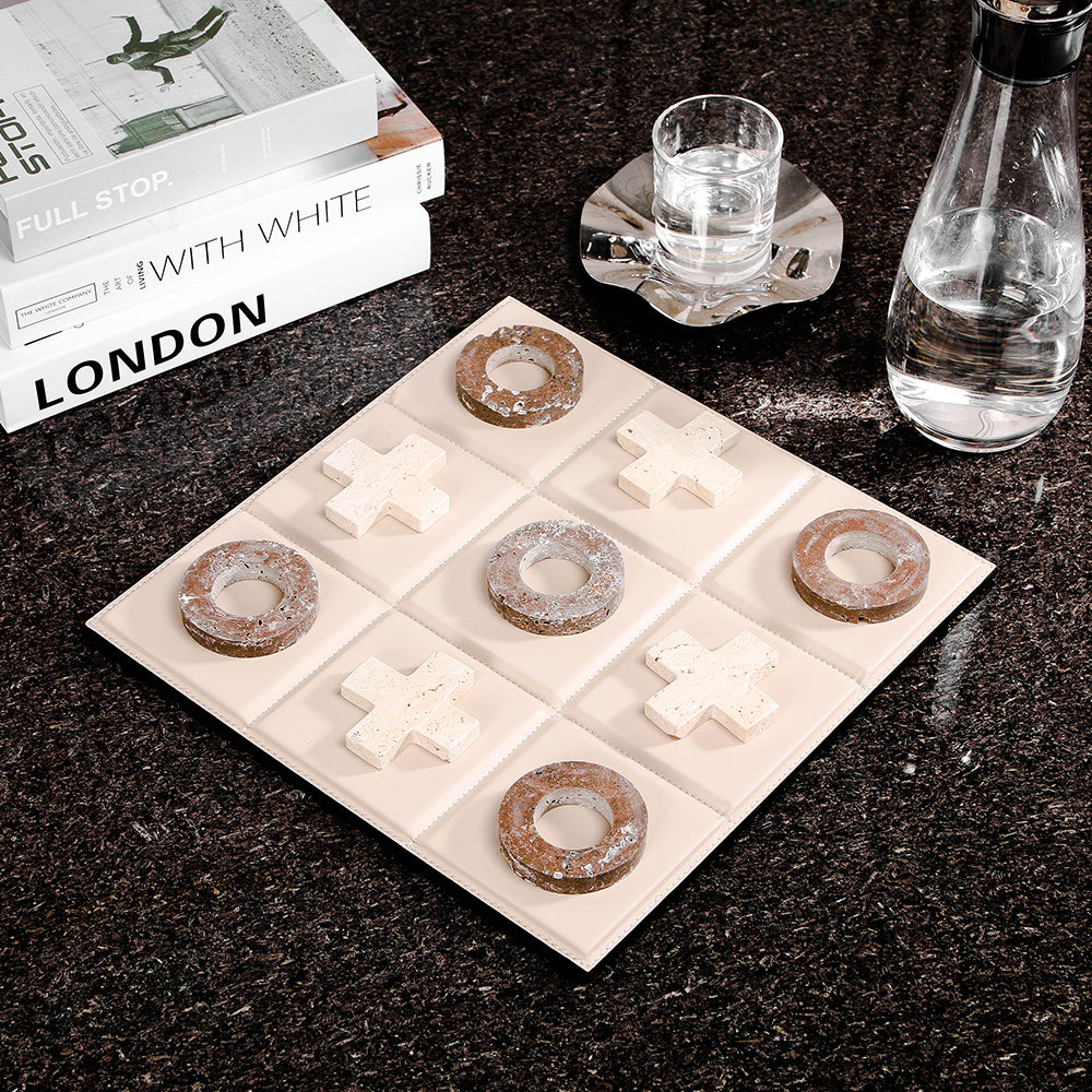 皮革棋盘 - Luxury Marble & PuLeather Home Decor & Artistic Piece