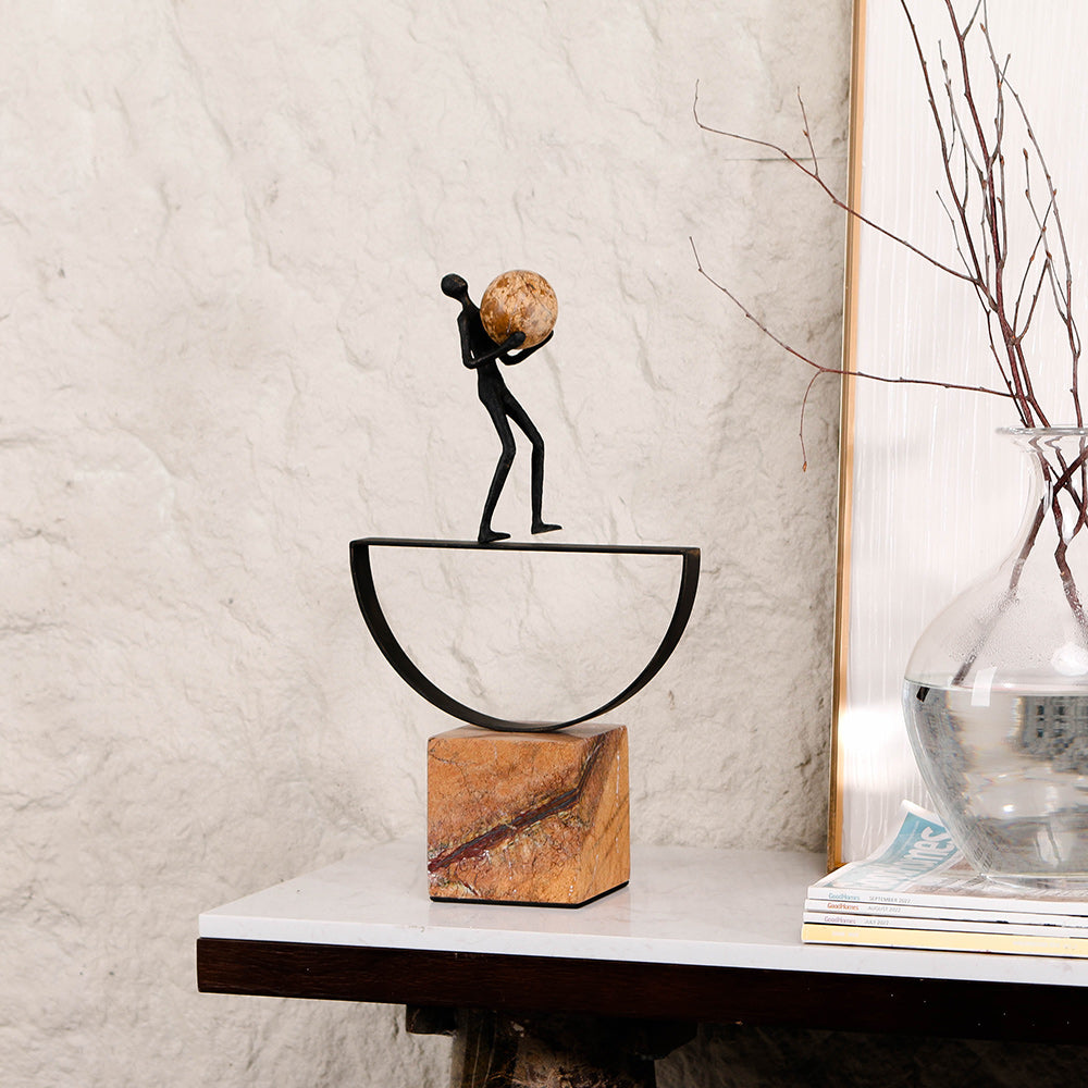 男人站立雕塑 - Luxury Alloy * Marble Home Decor & Artistic Piece