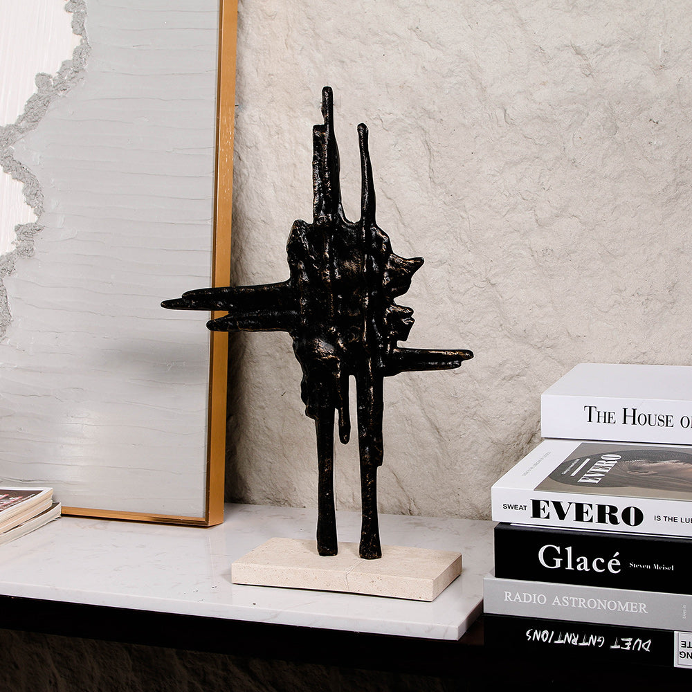 Luxury Alloy & Marble Decorative Sculpture - Designer Artisan Edition