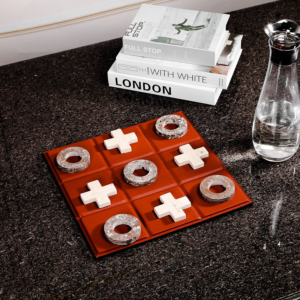 皮革棋盘 - Luxury Marble & PuLeather Home Decor & Artistic Piece