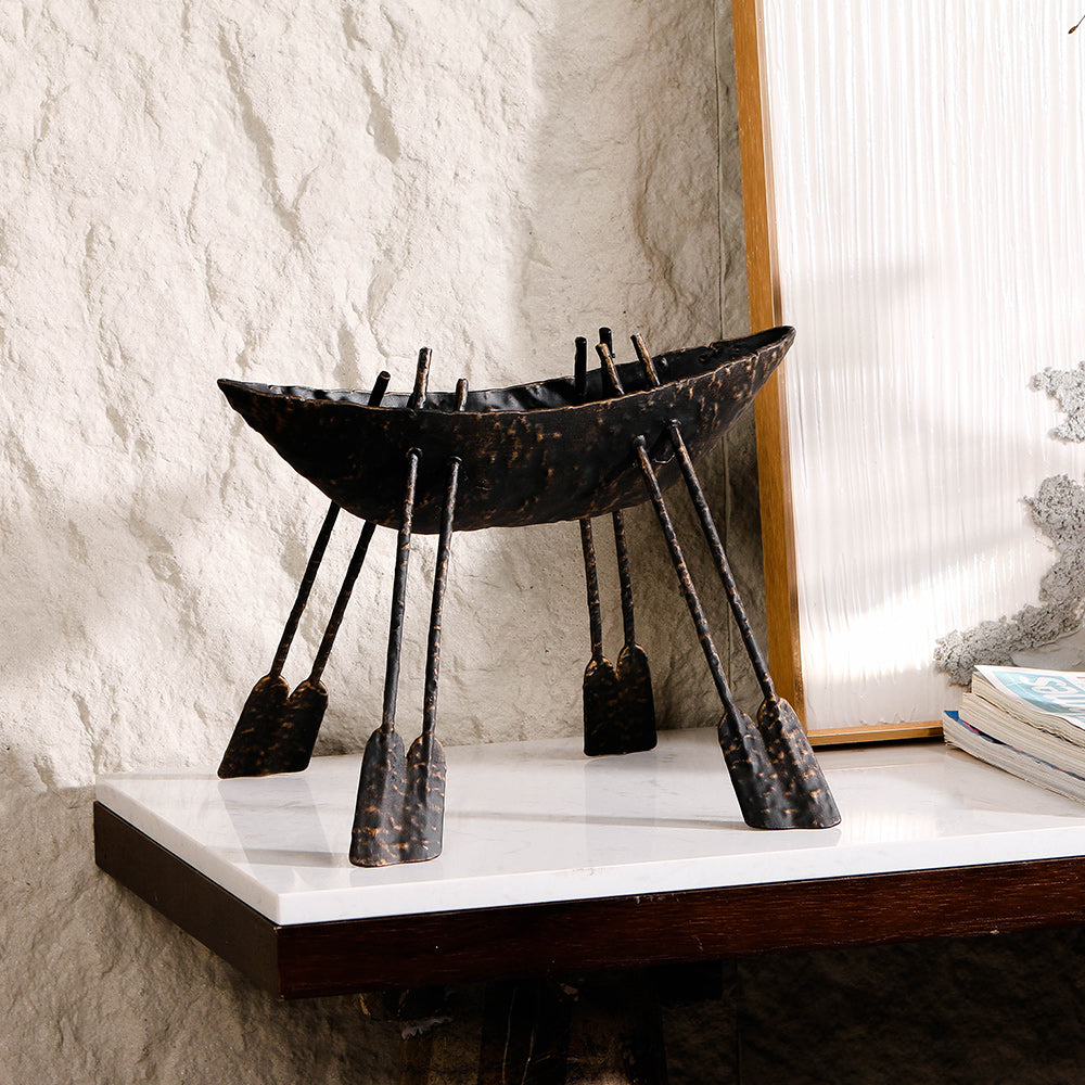 手工制作的船雕塑 - Luxury Premium Alloy Home Decor & Artistic Piece