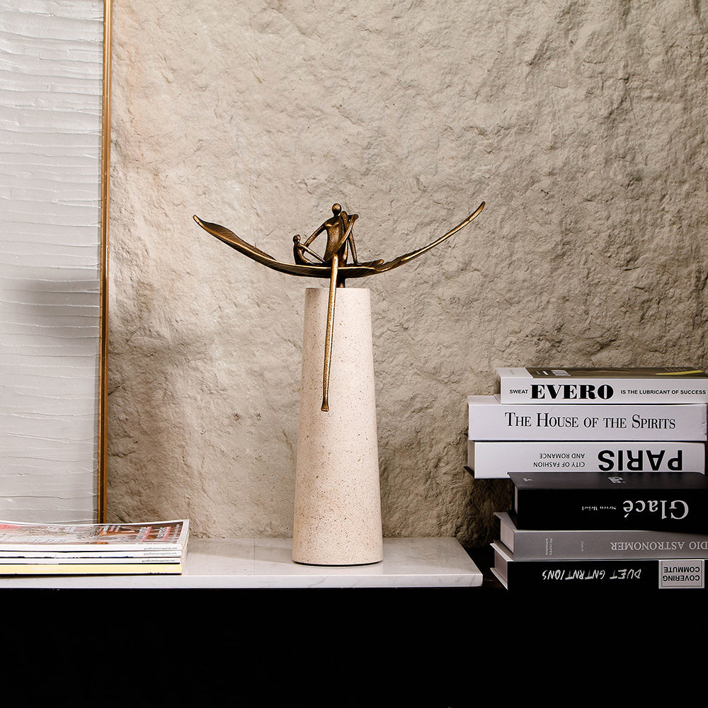 家庭和谐雕塑 - Luxury Alloy & Marble Home Decor & Artistic Piece