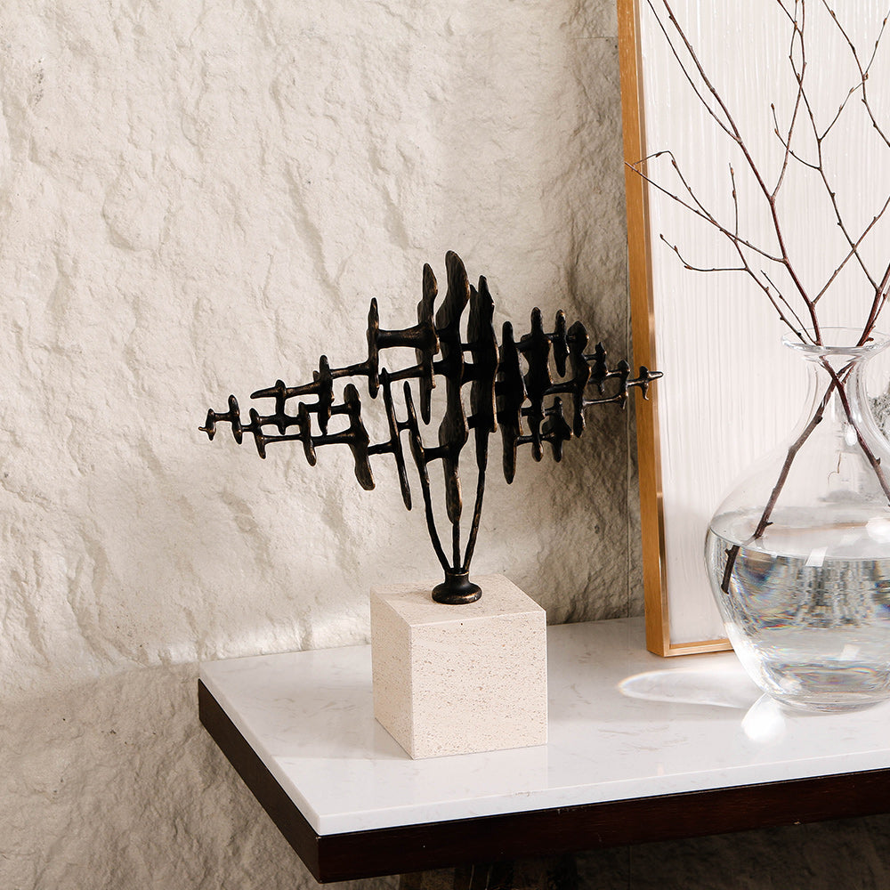 Modern Abstract Fine Art Piece - Luxury Alloy & Marble Home Decor & Artistic ...