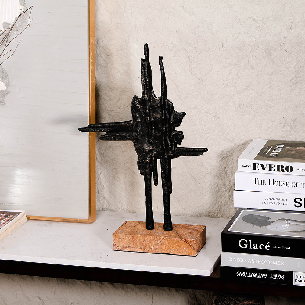 Luxury Alloy & Marble Decorative Sculpture - Designer Artisan Edition