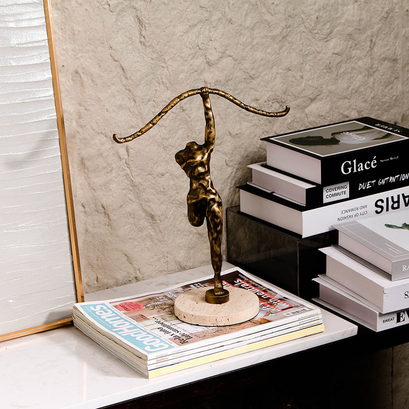 Abstract Arrow Figure Statue - Luxury Alloy & Marble Home Decor & Artistic Piece - 4