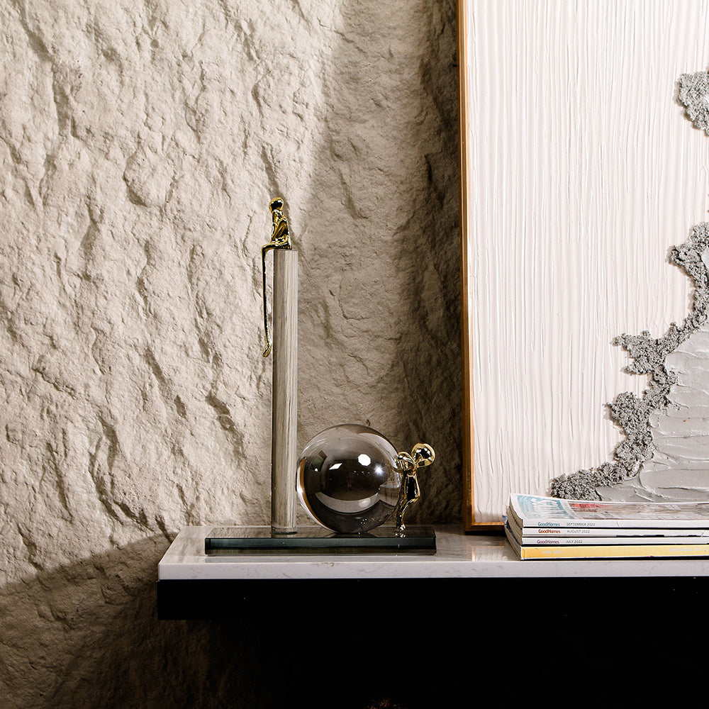 水晶合金雕像水晶柱家居装饰雕塑 - Luxury Premium Alloy Home Decor & Artistic Piece