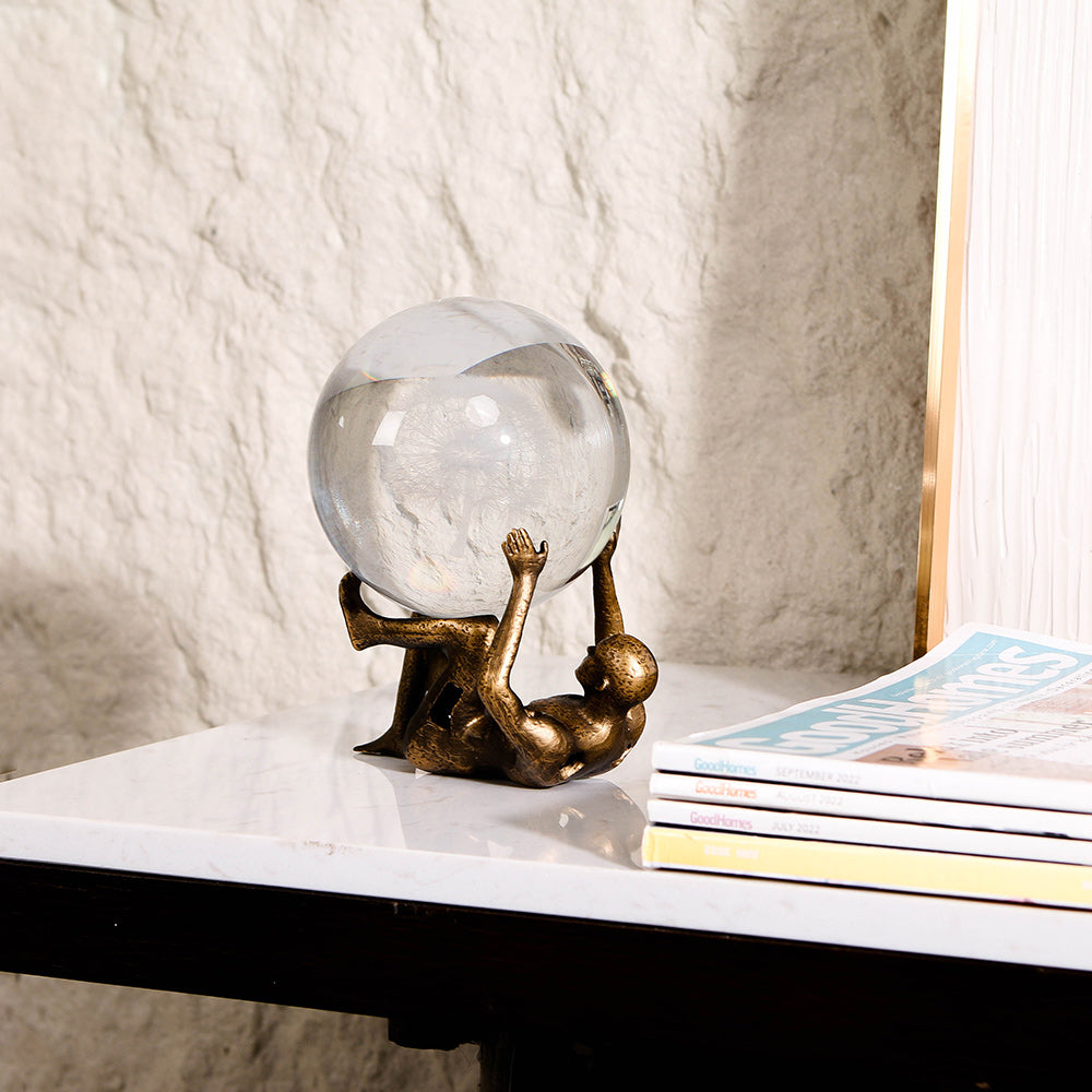 水晶球人物雕塑家居装饰 - Luxury Premium Alloy & Home Decor & Artistic Piece