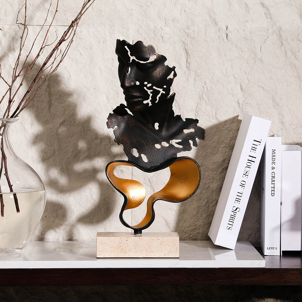 面部雕塑 - Luxury Alloy & Marble Home Decor & Artistic Piece
