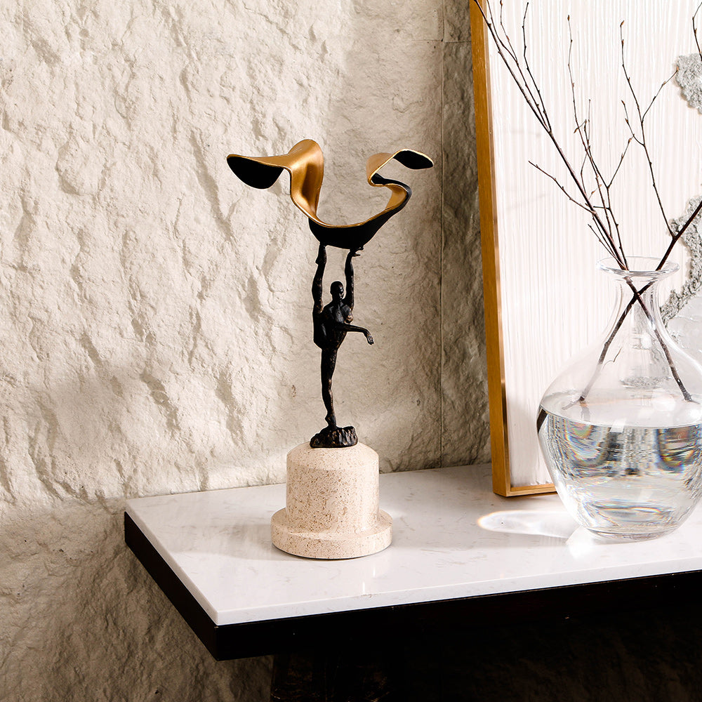 抽象舞者雕塑 - Luxury Alloy & Marble Home Decor & Artistic Piece