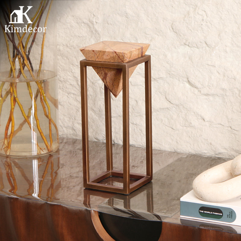 Luxury Marble & Iron Decorative Sculpture - Designer Artisan Edition - 4