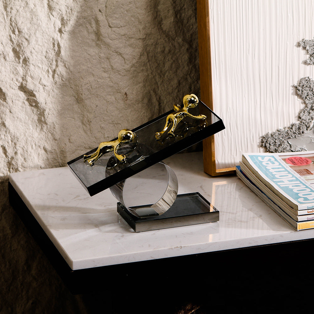 水晶抽象雕塑 - Luxury Premium Alloy Home Decor & Artistic Piece