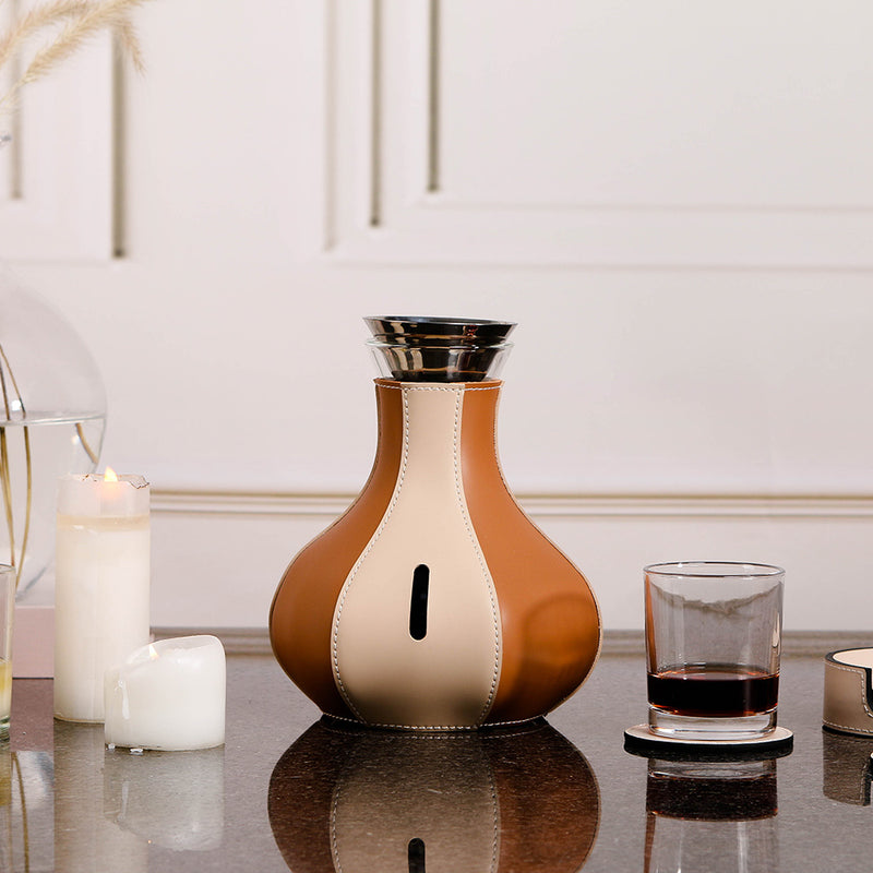 冷水壶 - Luxury GlassS/s/PuLeather Home Decor & Artistic Piece - 4