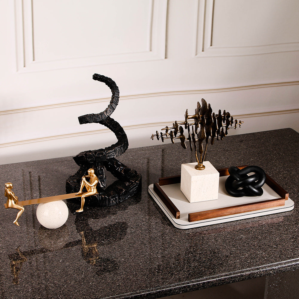 Modern Abstract Fine Art Piece - Luxury Alloy & Marble Home Decor & Artistic ...
