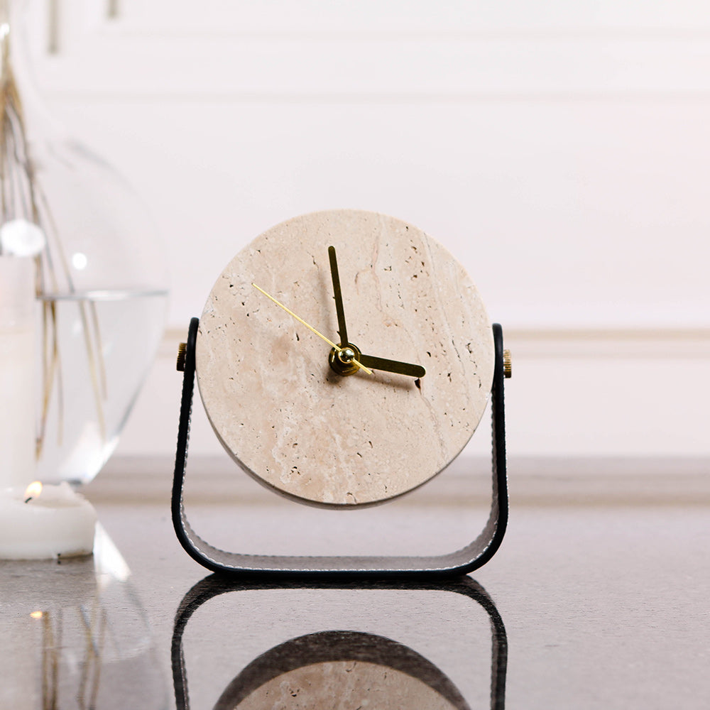 桌面时钟 - Luxury Leather & Metal Home Decor & Artistic Piece