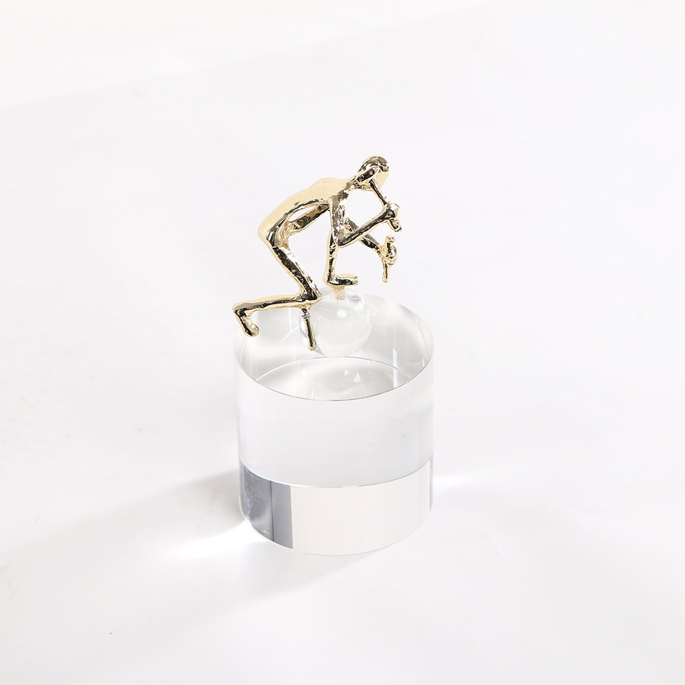 水晶金色杂技雕塑 - Luxury Premium Alloy & Home Decor & Artistic Piece