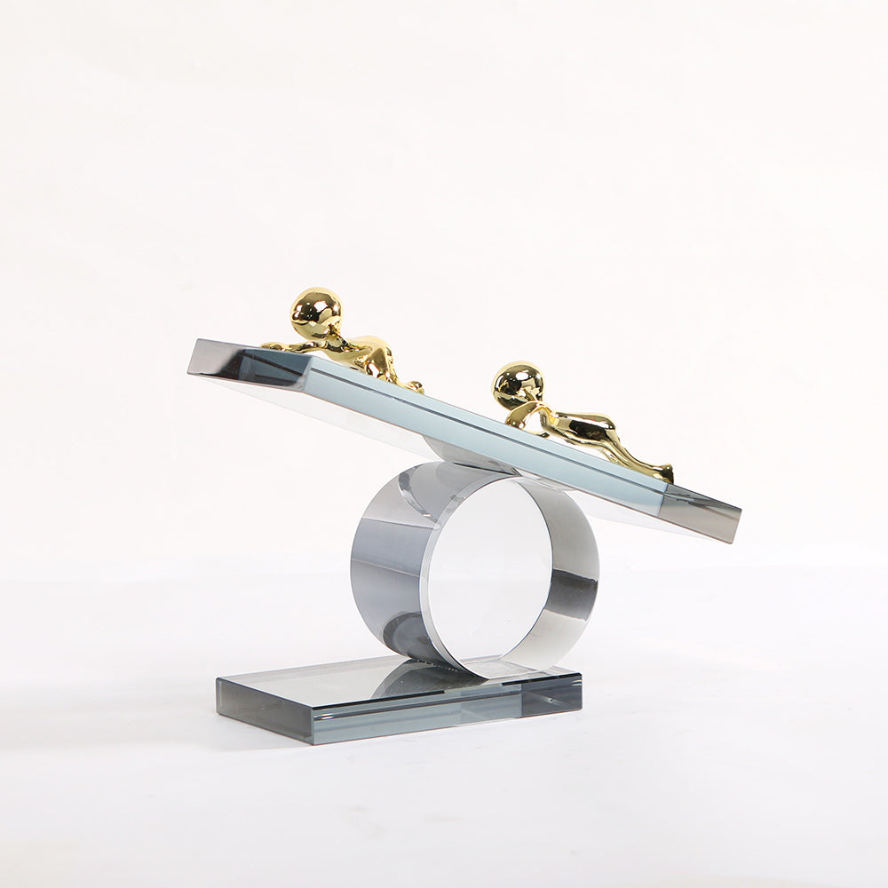 水晶抽象雕塑 - Luxury Premium Alloy Home Decor & Artistic Piece