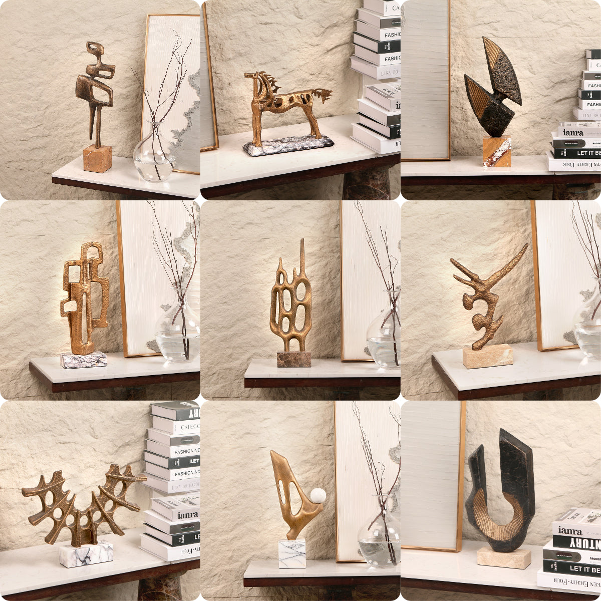 Contemporary Abstract Sculpture - Luxury Alloy & Marble Home Decor & Artistic...