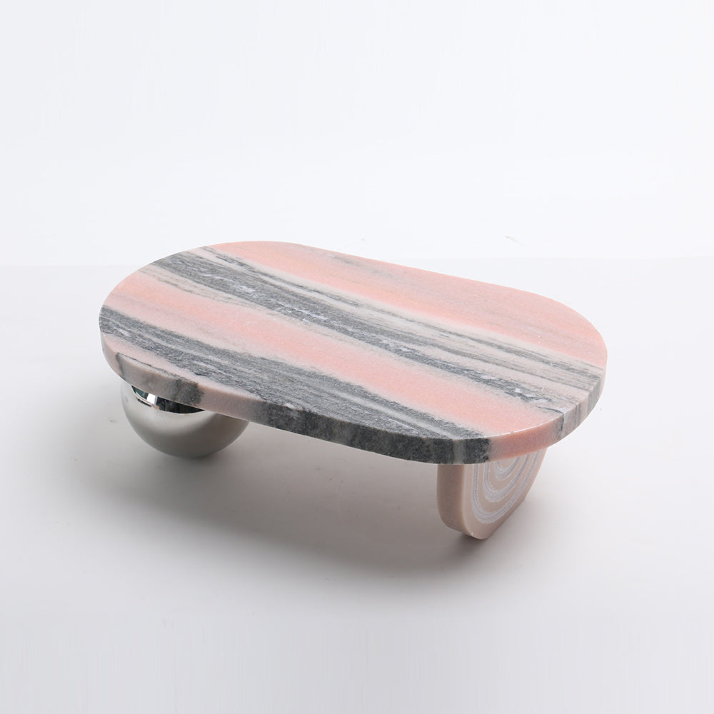 Luxury Marble & S/s Steel Decorative Sculpture - Designer Artisan Edition
