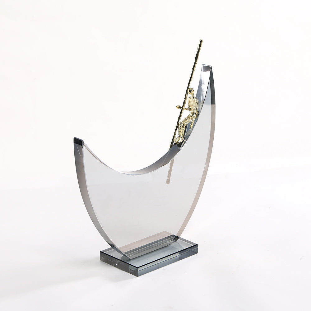 Luxury Crystal & Alloy Decorative Sculpture - Designer Artisan Edition