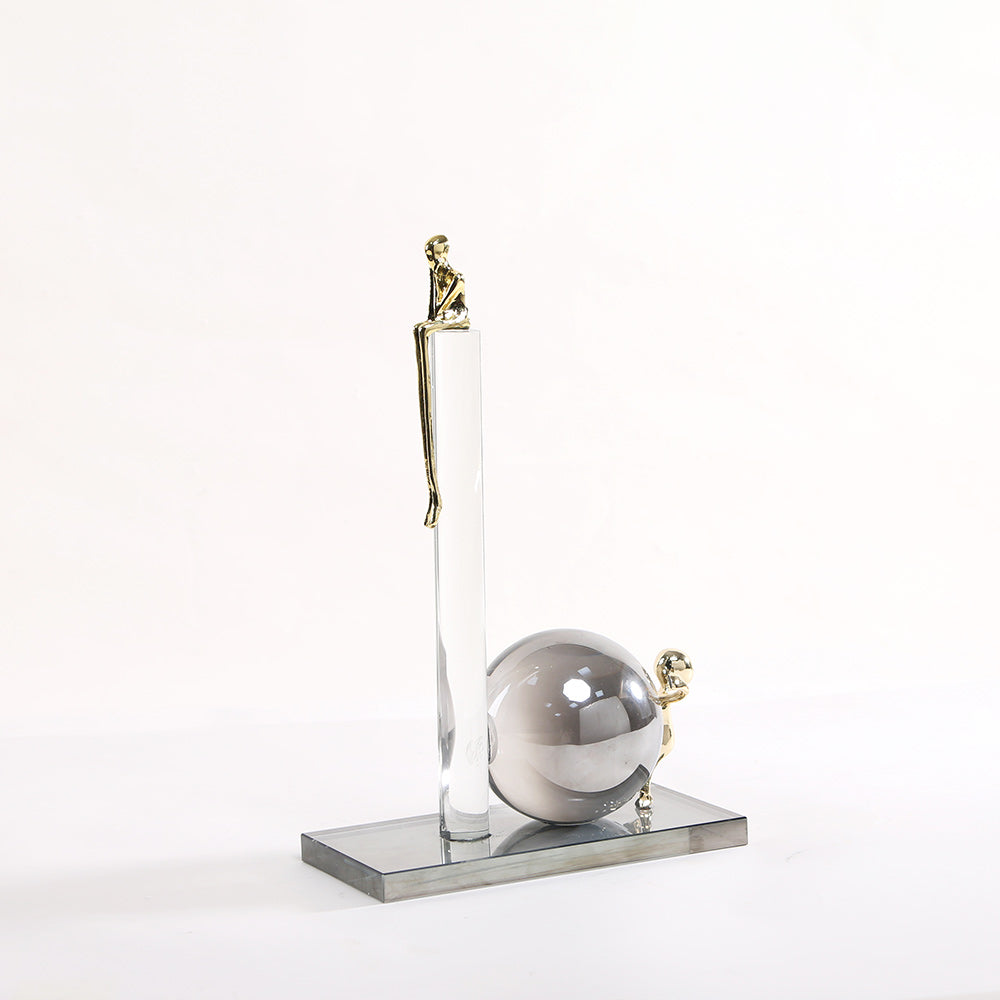 水晶合金雕像水晶柱家居装饰雕塑 - Luxury Premium Alloy Home Decor & Artistic Piece