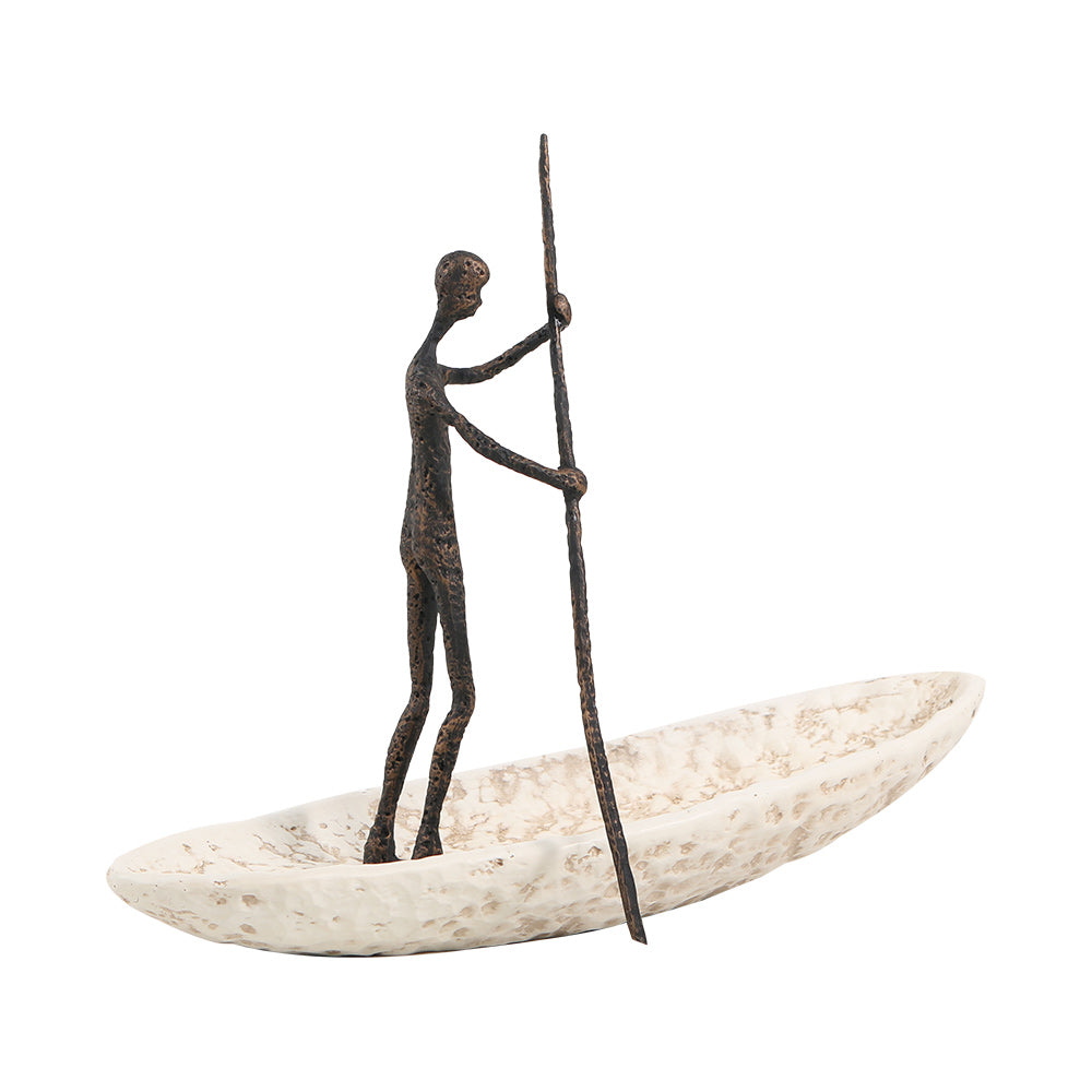 帆船人雕塑 - Luxury AlloyResin Home Decor & Artistic Piece